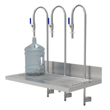 Load image into Gallery viewer, SS counter top filling station, 3 manual spouts, grating and drain.  24"X42", MADE IN CANADA