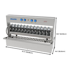 Load image into Gallery viewer, Semi automatic rinser and filler for 355 ML - 1.5 L bottles. Rinses and fills 12 bottles at a time. MADE IN CANADA. 