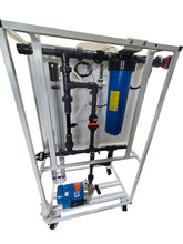 Load image into Gallery viewer, BACK VIEW Skid mounted system mixes ozone with bottled water. Flow rates to 35 GPM. MADE IN CANADA. 